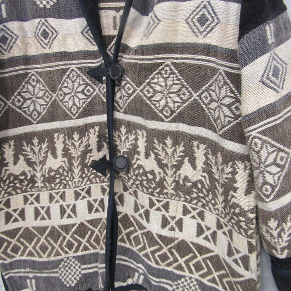 Anu By Natural Cotton Winter Snowflake Print Blazer Jacket Size Medium Lagenlook - Picture 6 of 10